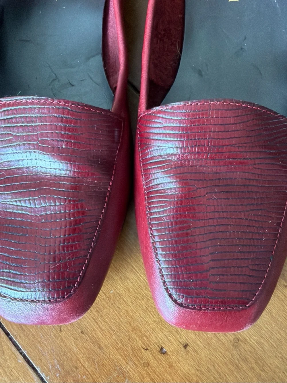 Enzo Angiolini Red Leather Textured Slip-On Loafers